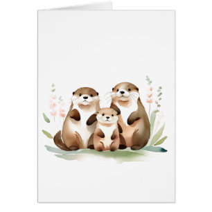 Adortable Otter Familie mit Blume Jeden Anlässen