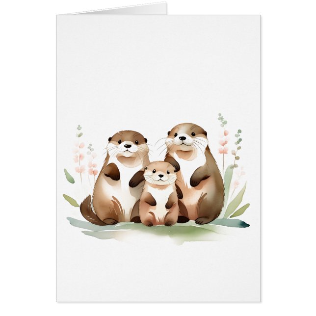 Adortable Otter Familie mit Blume Jeden Anlässen (Vorne)