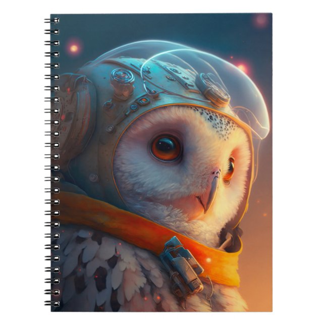 Adortable Owl Astronaut Notebook Notizblock (Vorderseite)