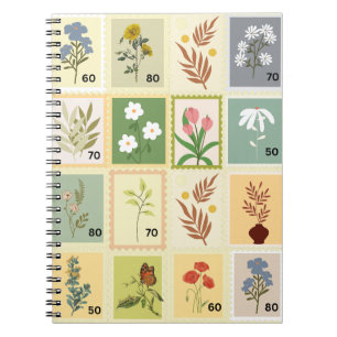 Adortable pastellfarbene Briefmarke Muster Grün Ro Notizblock