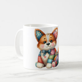 * Adortable Patchwork Dog #5 Digitale Kunst Kaffeetasse