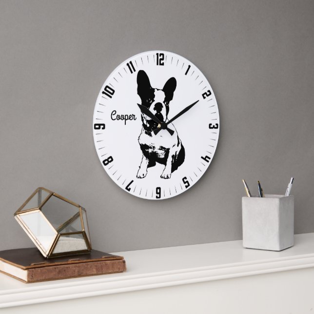Adortable Personalisierte Hunde Foto Square Wall C Große Wanduhr (Büro)