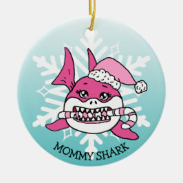 Adortable Personalisierte Mommy Shark and Snowflak Keramik Ornament