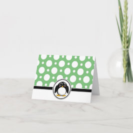 Adortable Pinguin Custom Green Polka Dot Cards Dankeskarte