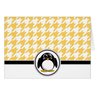 Adortable Pinguin Yellow & White Hahnentrittmuster