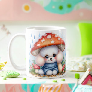Adortable Poodle Welpe unter Pilzschirm Kaffeetasse