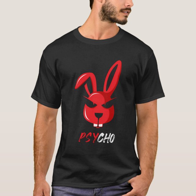 Adortable Psycho Weird Bunny Rabbit Funny T-Shirt (Vorderseite)