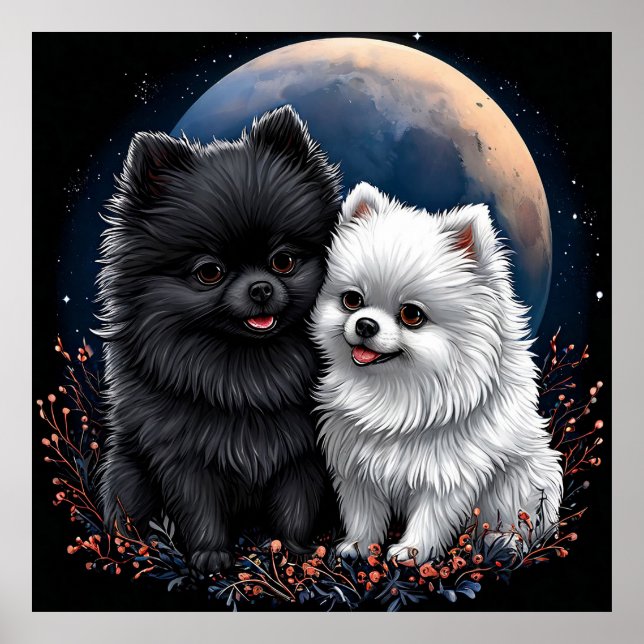 Adortable Puppies aus Schwarz und Weiß Poster (Vorne)