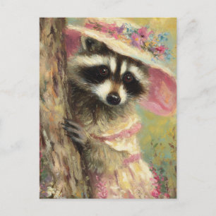 Adortable Raccoon in einem Kleid Postkarte