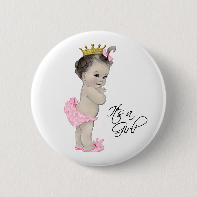 Adortable Rosa Princess The a Girl Button (Vorderseite)