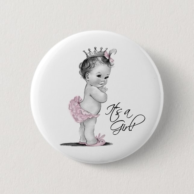 Adortable Rosa Princess The a Girl Button (Vorderseite)