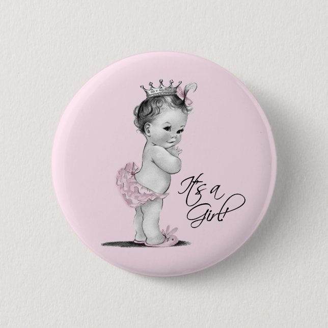 Adortable Rosa Princess The a Girl Button (Vorderseite)