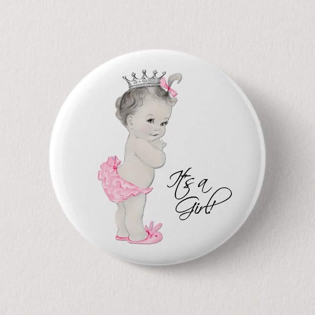 Adortable Rosa Princess The a Girl Button (Vorderseite)