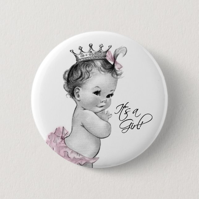 Adortable Rosa Princess The a Girl Button (Vorderseite)
