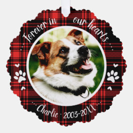 Adortable Rustic Dog Pet Memorial Custom Foto Ornament Karte