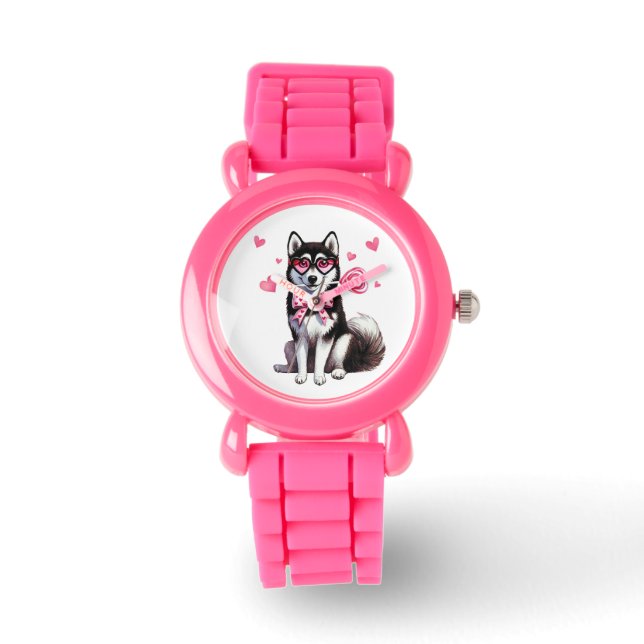 Adortable sibirische Husky-Kinderuhr Armbanduhr (Vorderseite)