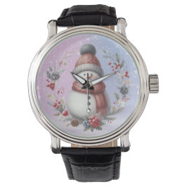 Adortable Snowman Weihnachtskranz Armbanduhr