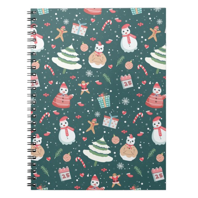 Adortable Snowman Weihnachtsmuster Notizblock (Vorderseite)