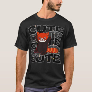 Adortable Tiere Niedlich Red Panda Black Color T-Shirt