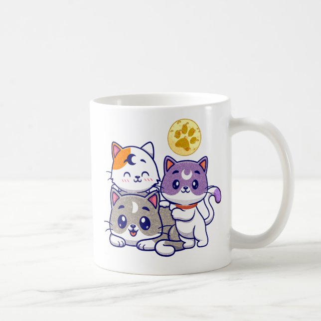 Adortable Trio - Drei Niedliche Katzen Kaffeetasse (Rechts)