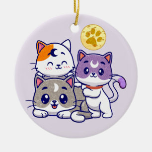 Adortable Trio - Drei Niedliche Katzen Keramik Ornament