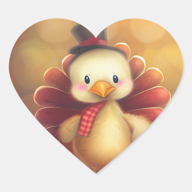 Adortable Turkey Heart Sticker (Vorderseite)