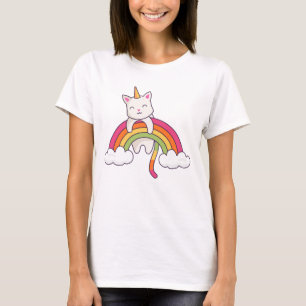 Adortable Unicorn Cat and Rainbow T-Shirt