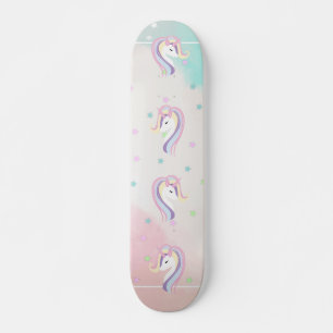 Adortable Unicorn Rainbow, Stars Skateboard