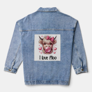 Adortable Valentine Highland Cow Jeansjacke