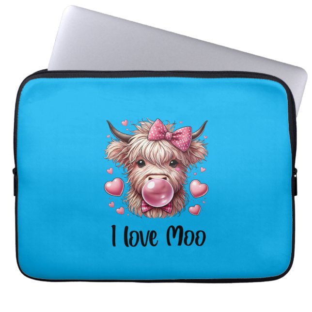 Adortable Valentine Highland Cow Laptopschutzhülle (Vorderseite)