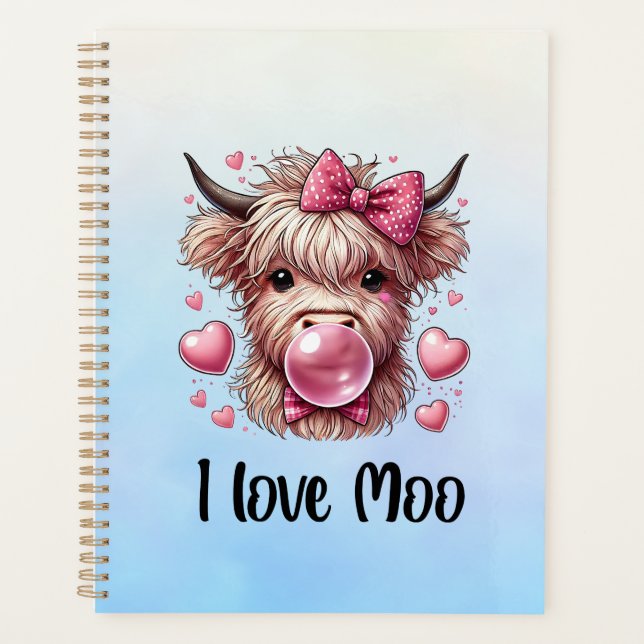 Adortable Valentine Highland Cow Planer (Vorderseite)