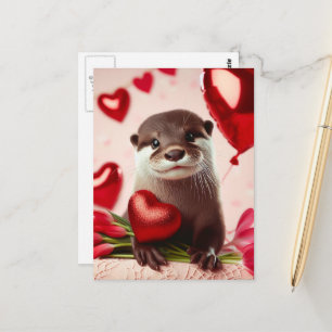 Adortable Valentine Otter Postkarte