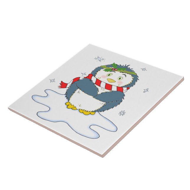 Adortable Weihnachtspenguin Fliese (Seite)