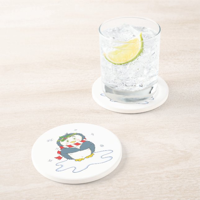 Adortable Weihnachtspenguin Getränkeuntersetzer (Seite)