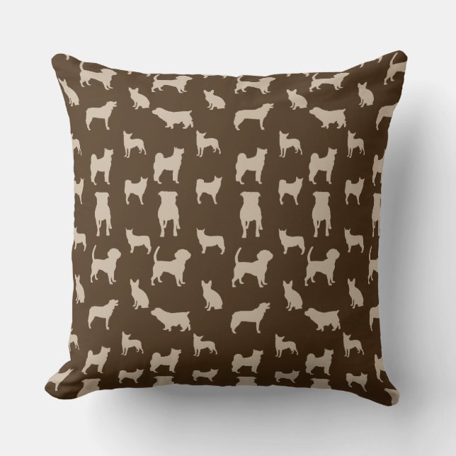 Adortable Welpen Print Pattern Kissen (Vorderseite)