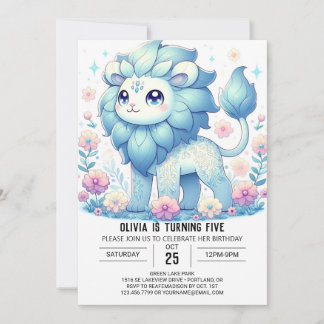 Adortable Whimsical Lion Digital Geburtstag Einladung