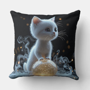 Adortable White Kitten mit Mystic Glow Kissen