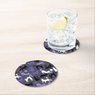 Adortable Yoga Niedlich Cat Posen Runder Pappuntersetzer