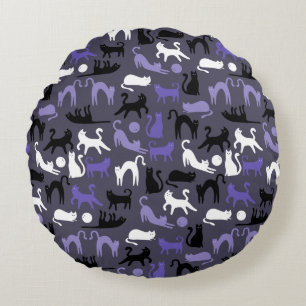 Adortable Yoga Niedlich Cat Posen Rundes Kissen
