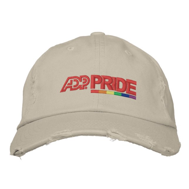 ADP Pride Distressed Cap - Tan Bestickte Baseballkappe (Vorderseite)