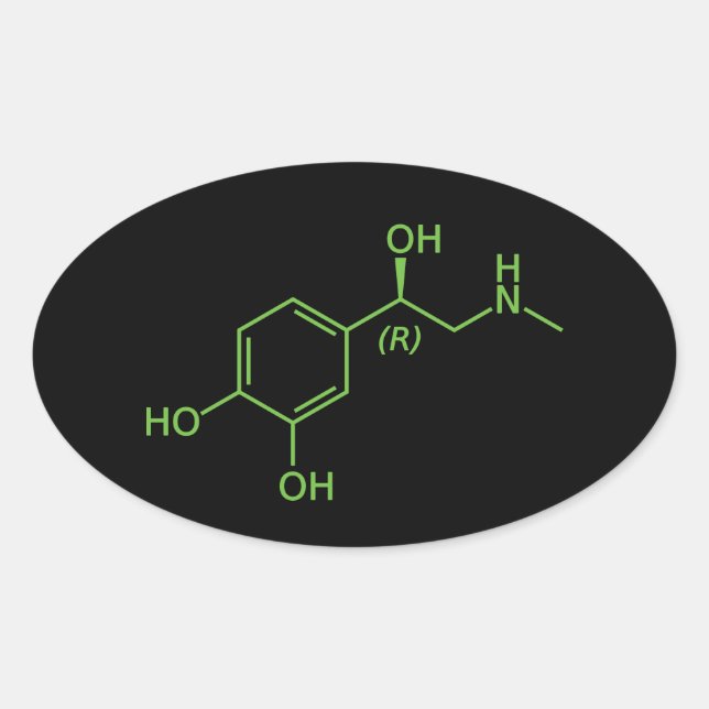 Adrenalin Molekül Chemisches Diagramm Ovaler Aufkleber (Vorderseite)