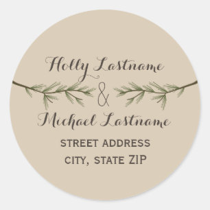 Adress-Aufkleber für Evergreen Branches Runder Aufkleber