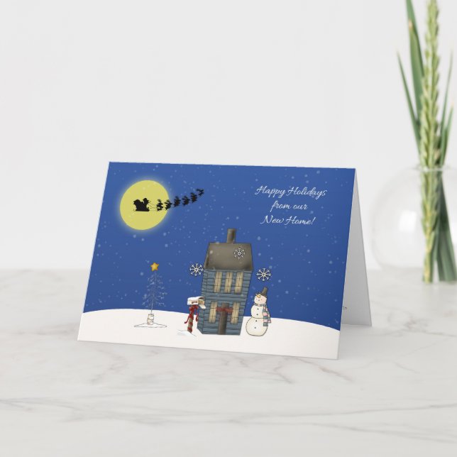 Adressänderung, Schneeszene, Weihnachtsgrüße Feiertagskarte (Vorderseite)