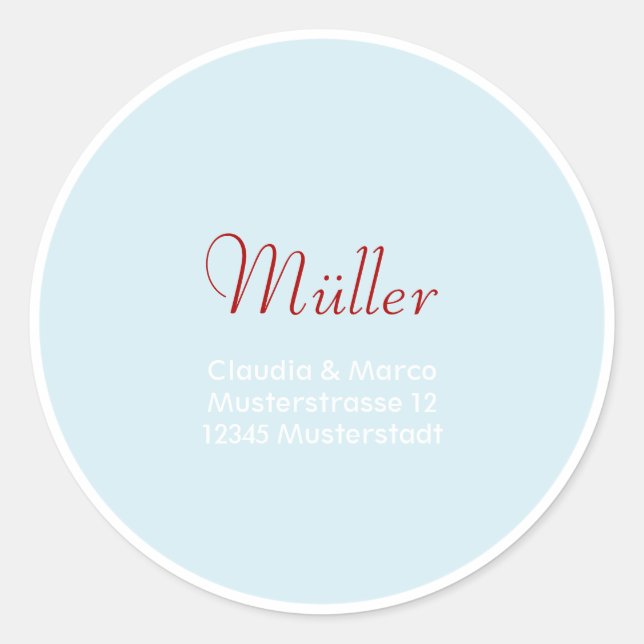 Adressaufkleber für die Hochzeitspapeterie Runder Aufkleber (Vorderseite)
