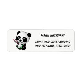 Adressaufkleber für Rückversand. Panda.
