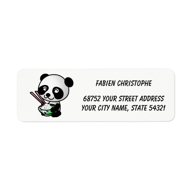 Adressaufkleber für Rückversand. Panda. (Vorne)