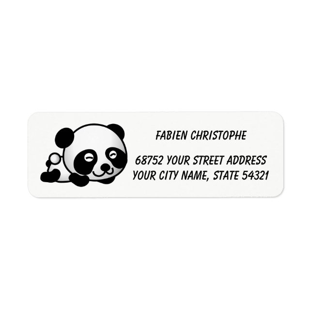 Adressaufkleber für Rückversand. Panda. (Vorne)
