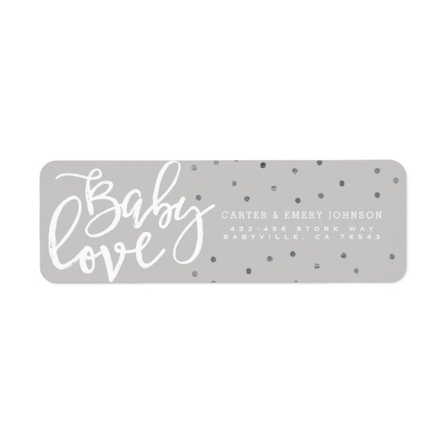 Adressaufkleber | Modernes Gray Baby Liebe Boy Scr (Vorne)