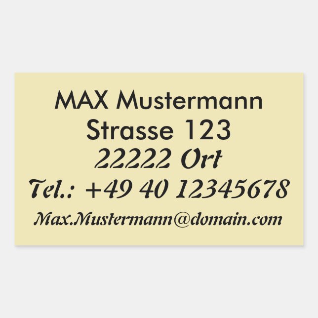 Adressaufkleber vorlage rechteckiger aufkleber (Vorderseite)