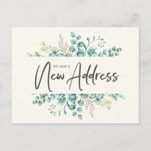 Adresse ändern Grüne Eukalyptusblätter Elegant Postkarte